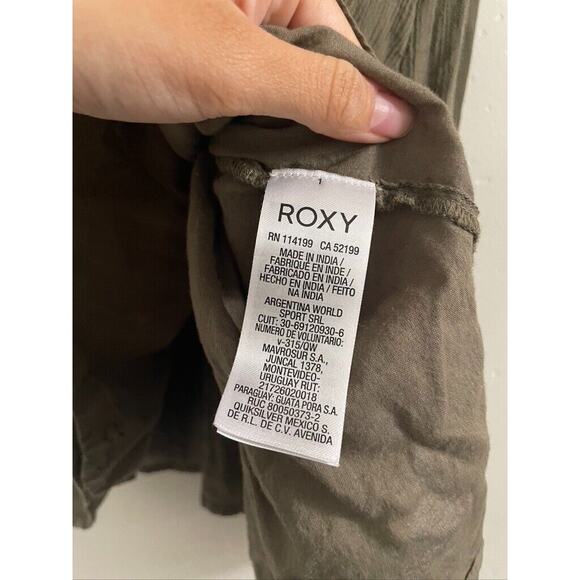 Roxy Dress Women’s Large Mini Beach Olive Green Sleeveless Relaxed Fit Surf - Picture 9 of 11